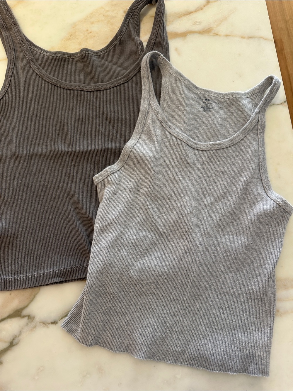 Brandy Melville Ribbed Tank Tops 2x in Light Gray and Charcoal
